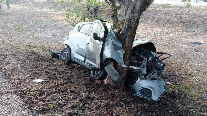 Un automóvil se impacta contra un árbol dejando cinco personas heridas, dos en estado grave
