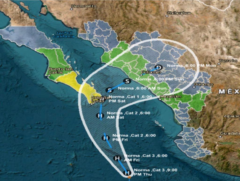 Huracán Norma es categoría 3 cerca de Playa Pérula en Jalisco