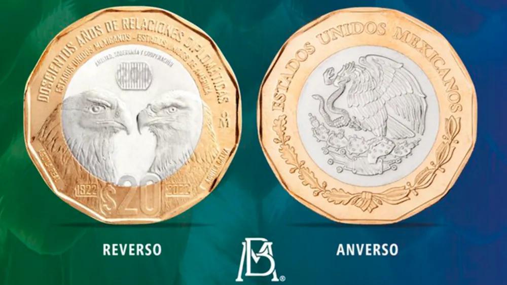 Nueva moneda de 20 pesos es lanzada por los 200 años de relaciones México-Estados Unidos