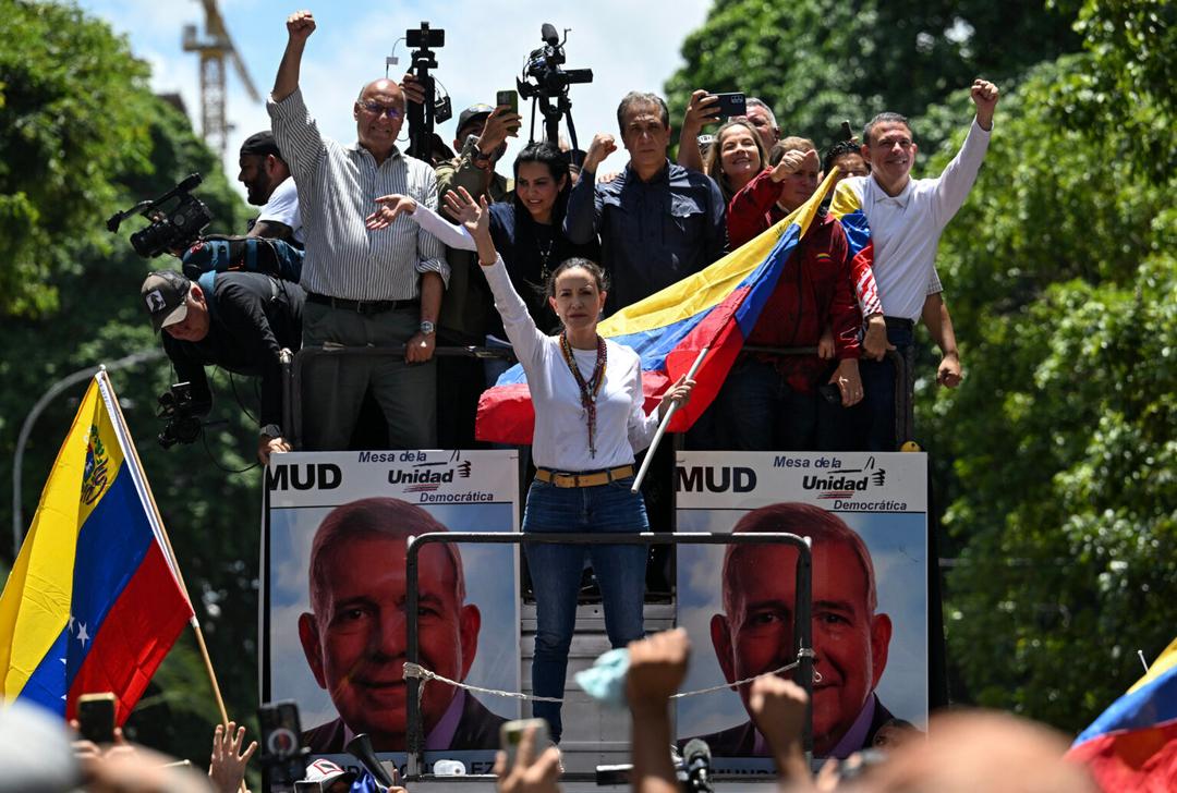 Venezuela: Encabezado por María Corina Machado, venezolanos se manifiestan en Caracas