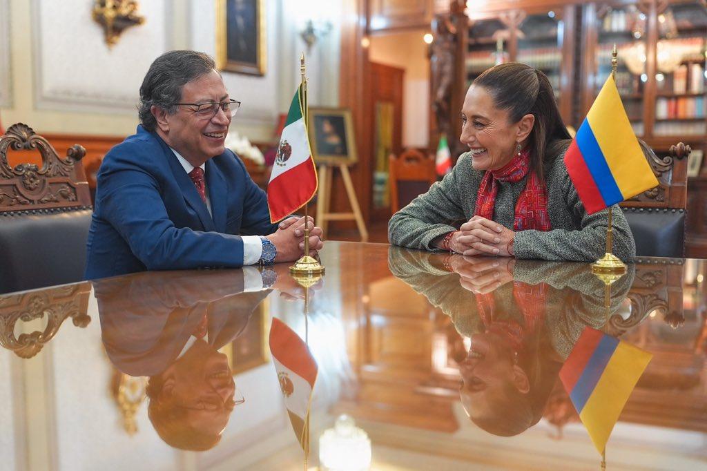 Claudia Sheinbaum se reúne con Gustavo Petro en Palacio Nacional