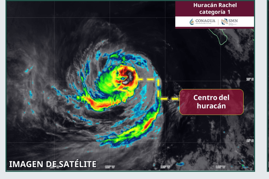 Huracán Rachel, categoría 1, se mantiene lejos de México