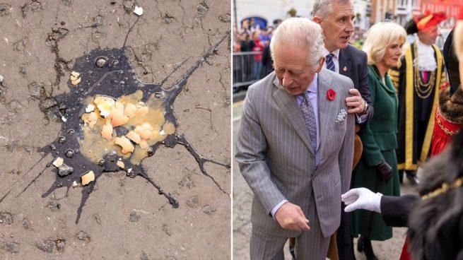 Lanzan huevos al Rey Carlos III en York, Inglaterra