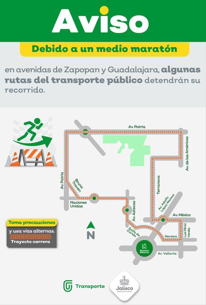 Te decimos los cambios en el transporte público por el Medio Maratón del Club Atlas