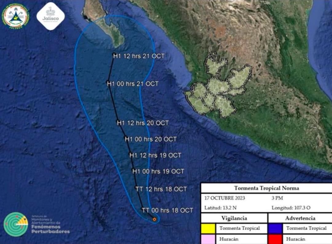 Tormenta Tropical ‘Norma’ generará lluvias en estas zonas de Jalisco