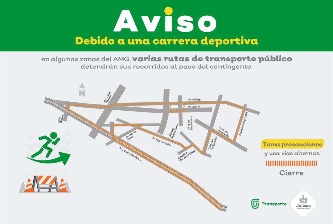 Maratón Guadalajara: Rutas del transporte público detendrán su recorrido este domingo