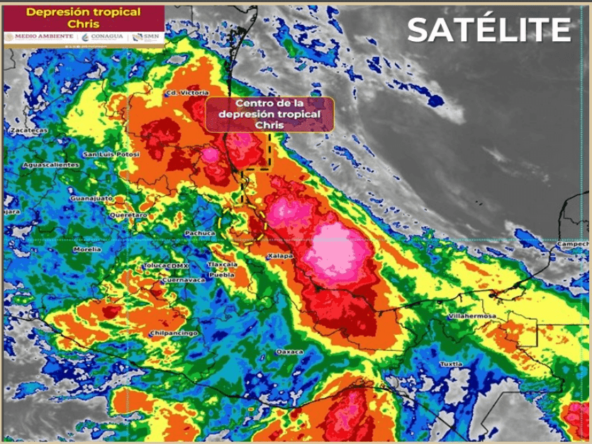 Chris se degrada a depresión tropical tras tocar tierra en Veracruz