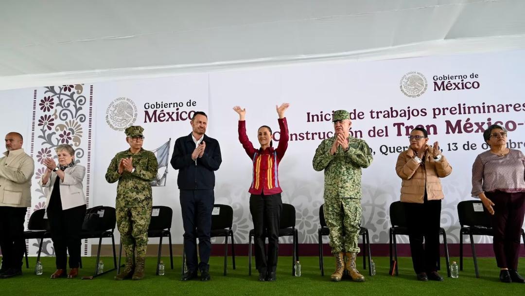 Claudia Sheinbaum da banderazo para trabajos del Tren México-Querétaro
