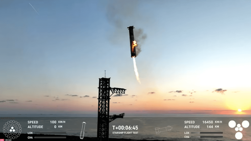 SpaceX atrapa con éxito su cohete propulsor Super Heavy