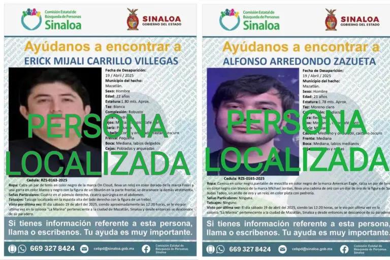 Mazatlán: Localizan con vida dos de los tres jóvenes ‘levantados’