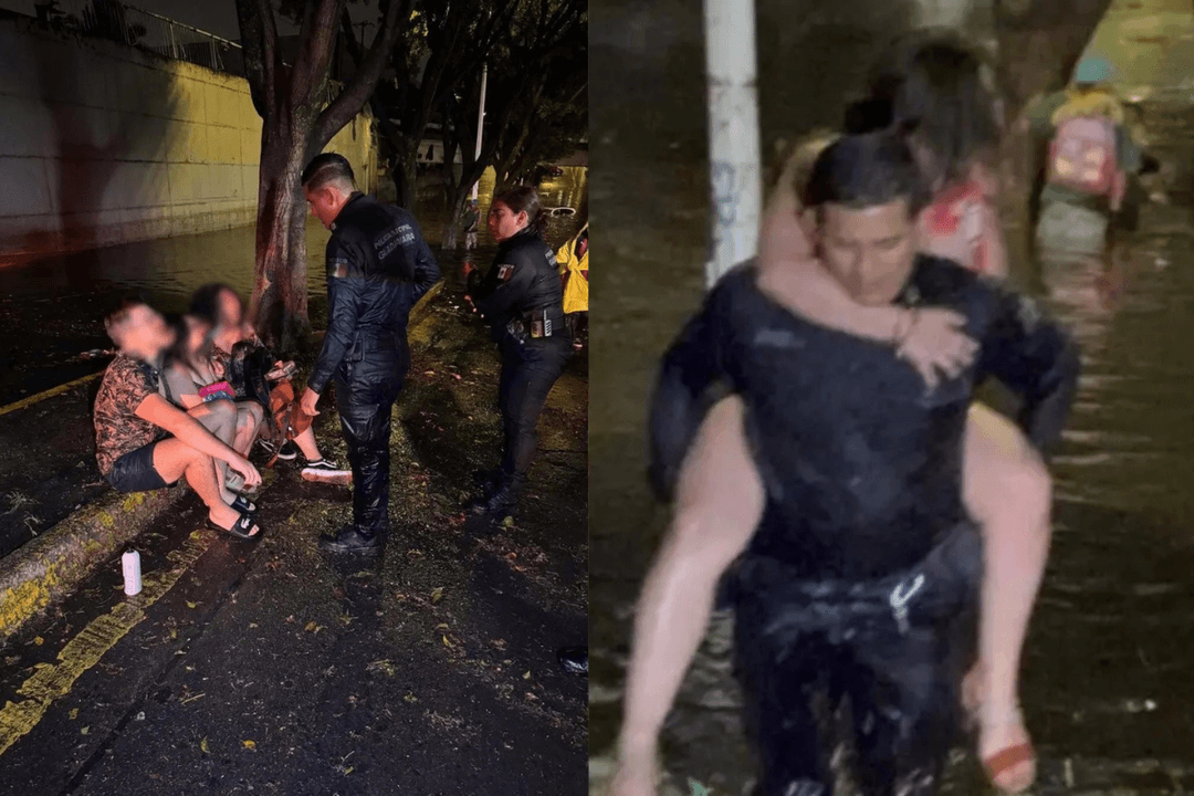 Lluvias en Jalisco: Policías rescatan a tres personas tras inundación