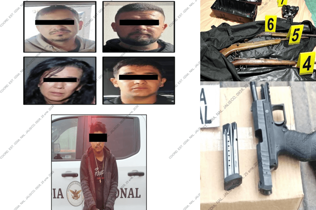 Jalisco: Detienen a cinco personas y les aseguran armamento