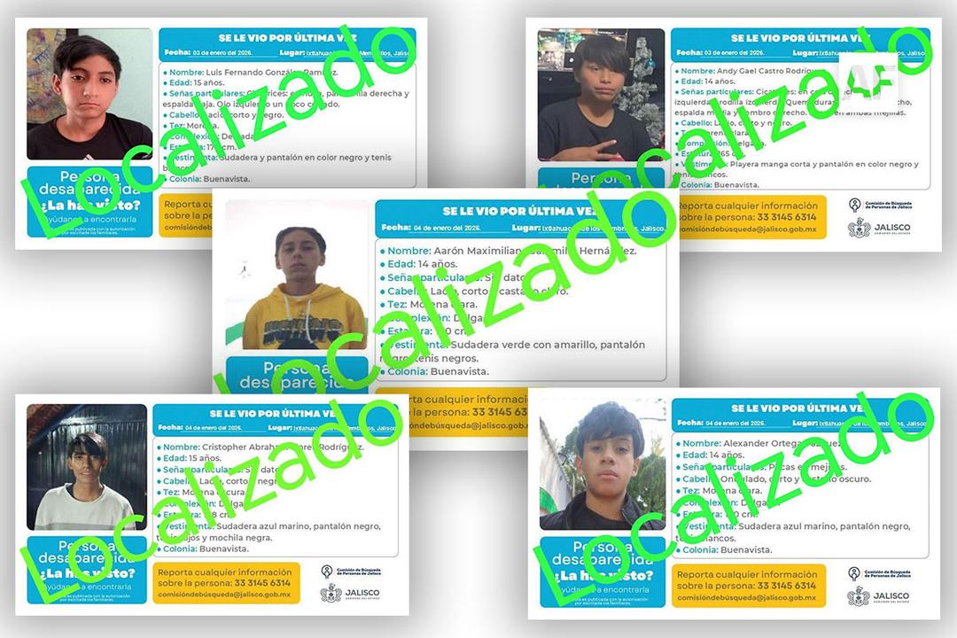 Ixtlahuacán de los Membrillos: Localizan a cinco menores fugados de albergue