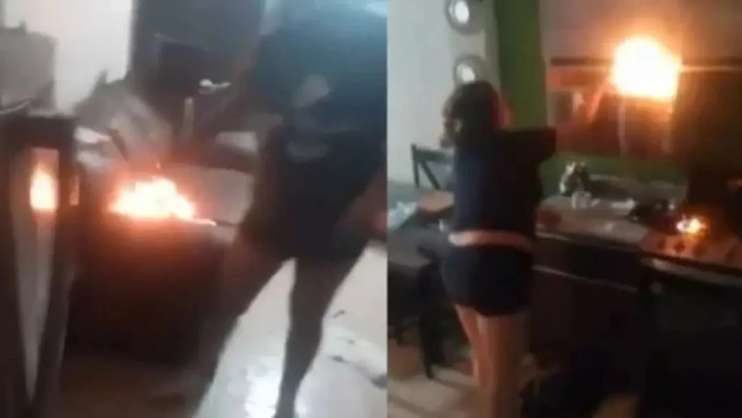 VIDEO: Mujer incendia su casa tras pelea con su pareja; se vuelve viral