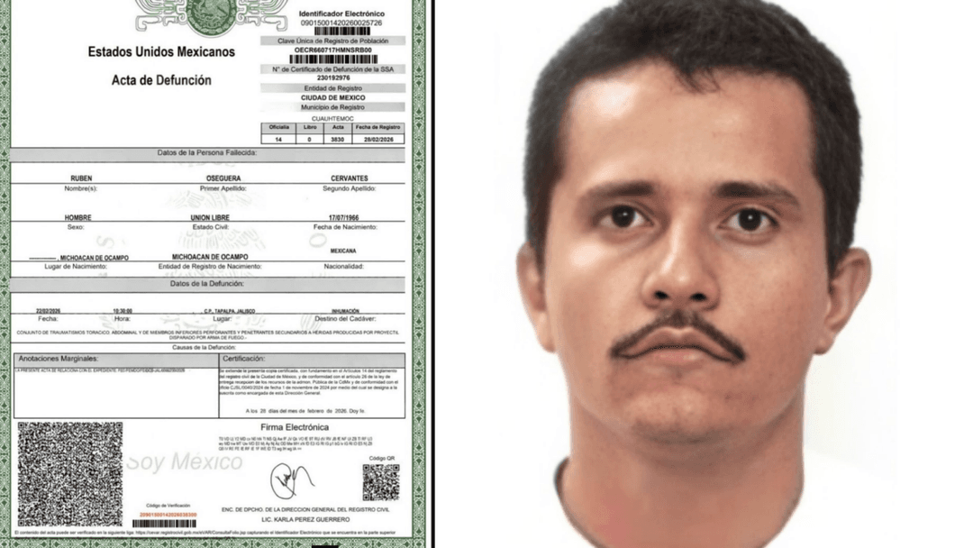 El Mencho: ¿De qué se murió? Esto dice el acta