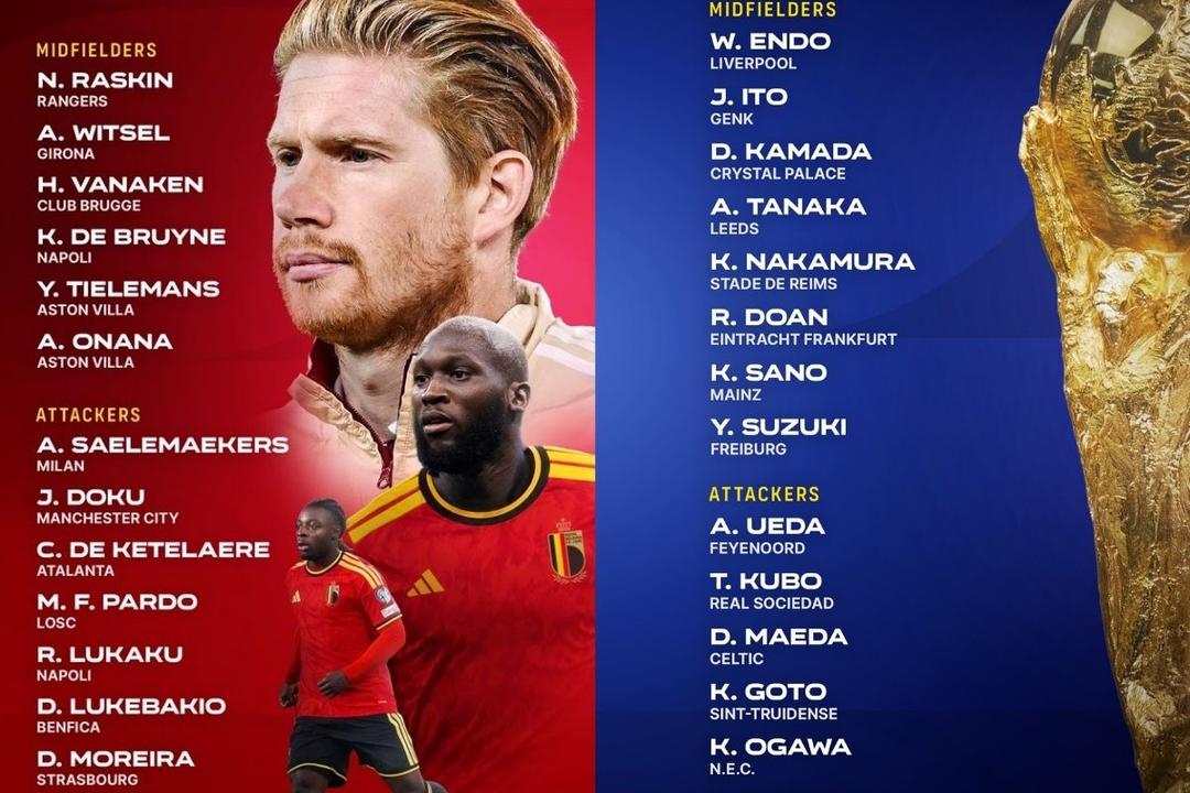 Bélgica y Japón presentan a sus 26 seleccionados para la Copa del Mundo