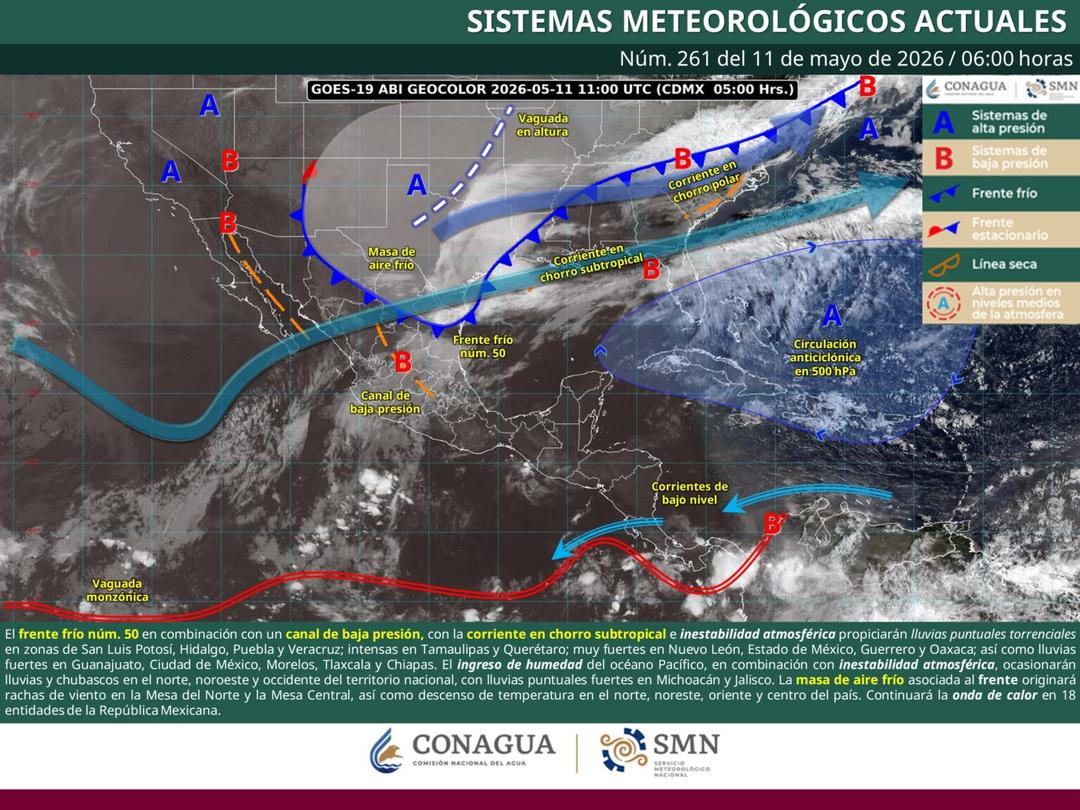 Clima en México: Calor extremo en el norte y lluvias torrenciales en centro y oriente
