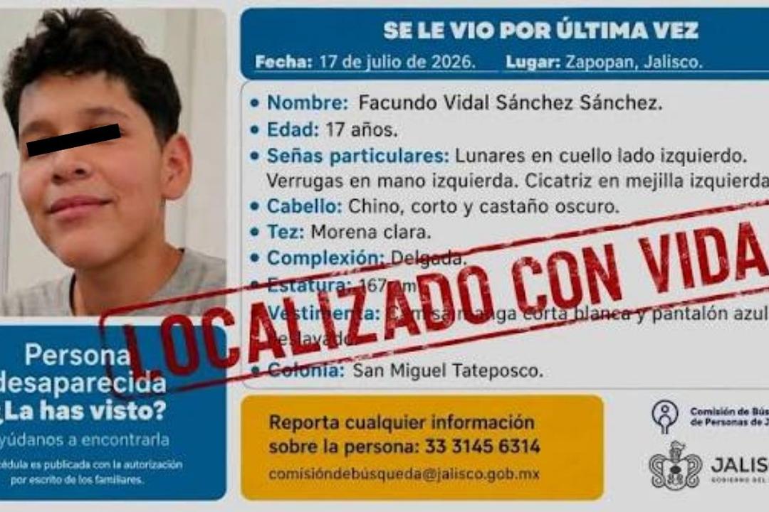 Nayarit: Localizan a joven reportado como desaparecido en Zapopan