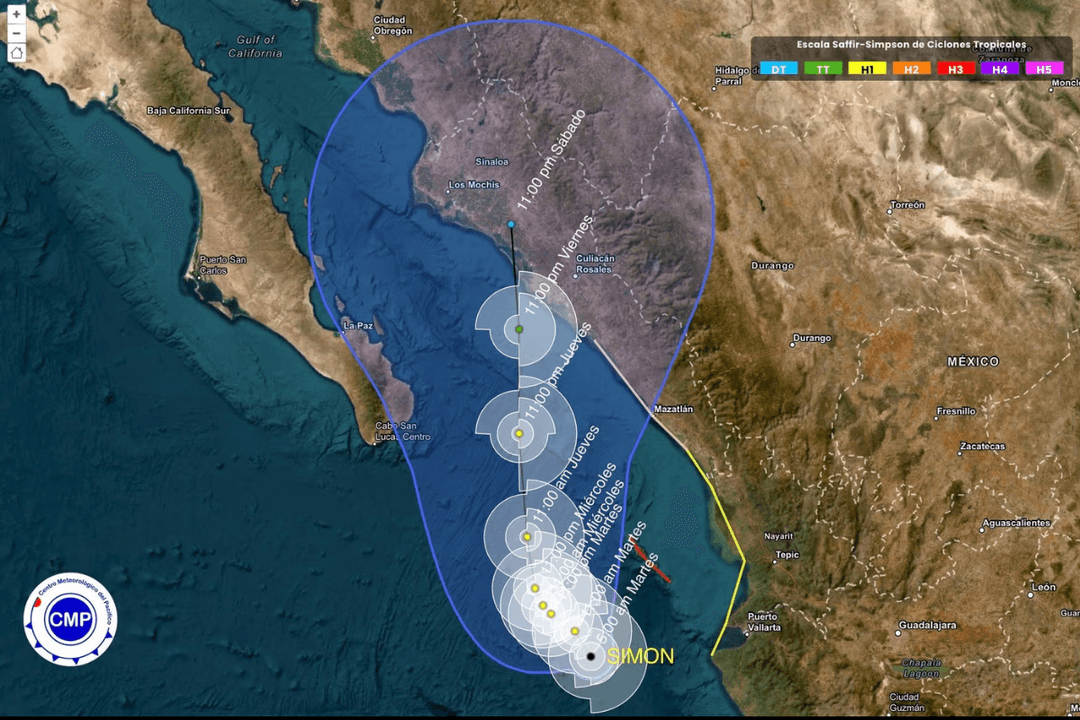 Simón categoría 1 provocará lluvias, fuertes vientos y oleaje en Jalisco